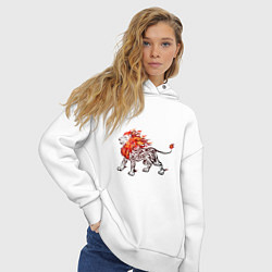 Толстовка оверсайз женская Огненный лев, цвет: белый — фото 2