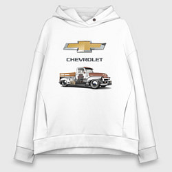 Толстовка оверсайз женская HOT ROD CHEVROLET, цвет: белый