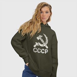 Толстовка оверсайз женская СССР, цвет: хаки — фото 2