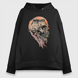 Толстовка оверсайз женская Metallica art 04, цвет: черный