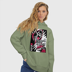 Толстовка оверсайз женская Серийный убийца прикол, цвет: авокадо — фото 2