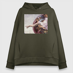 Толстовка оверсайз женская Искусство, цвет: хаки