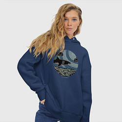 Толстовка оверсайз женская Акула, цвет: тёмно-синий — фото 2