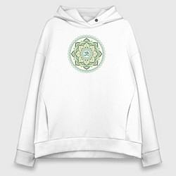 Толстовка оверсайз женская Mandala chakra Anahata Green, цвет: белый