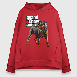 Толстовка оверсайз женская ЧОП - ротвейлер из GTA 5, цвет: красный
