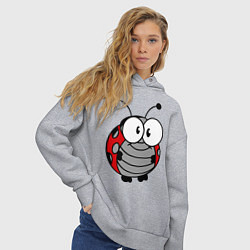 Толстовка оверсайз женская Удивленная божья коровка, цвет: меланж — фото 2