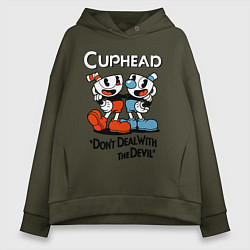 Женское худи оверсайз Cuphead, Dont deal with devil