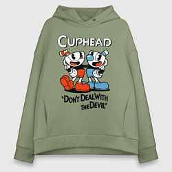 Женское худи оверсайз Cuphead, Dont deal with devil