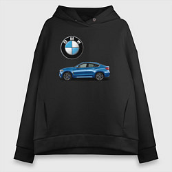 Толстовка оверсайз женская BMW X6, цвет: черный
