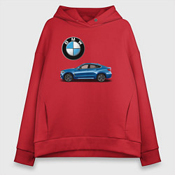 Толстовка оверсайз женская BMW X6, цвет: красный