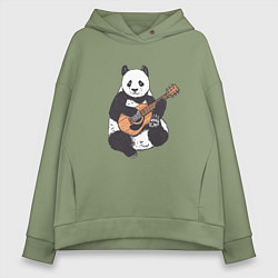 Женское худи оверсайз Панда гитарист Panda Guitar