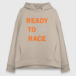 Толстовка оверсайз женская KTM READY TO RACE спина Z, цвет: миндальный