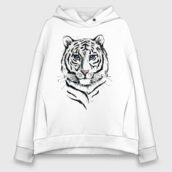 Женское худи оверсайз Белый тигр