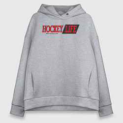 Женское худи оверсайз Hockey life logo text