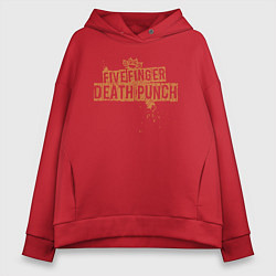 Толстовка оверсайз женская Five Finger Death Punch Skull, цвет: красный