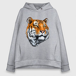 Толстовка оверсайз женская Тигр, цвет: меланж