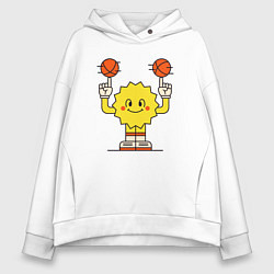 Толстовка оверсайз женская Sun Basketball, цвет: белый