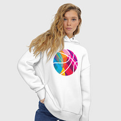 Толстовка оверсайз женская Rainbow Ball, цвет: белый — фото 2