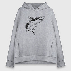 Толстовка оверсайз женская Акула, цвет: меланж