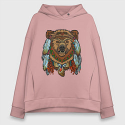 Толстовка оверсайз женская Славянский медведь, цвет: пыльно-розовый