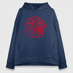 Толстовка оверсайз женская Logo Targaryen Quotes, цвет: тёмно-синий