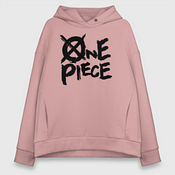 Толстовка оверсайз женская One Piece Большой куш лого, цвет: пыльно-розовый