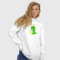 Толстовка оверсайз женская Пивозаврик, цвет: белый — фото 2