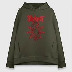 Толстовка оверсайз женская Slipknot Slip Goats Art, цвет: хаки