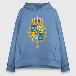 Толстовка оверсайз женская Швеция Герб Швеции, цвет: мягкое небо
