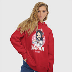 Толстовка оверсайз женская Japan lover anime girl, цвет: красный — фото 2