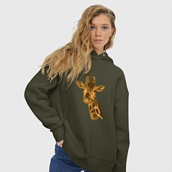 Толстовка оверсайз женская Жираф Жора, цвет: хаки — фото 2