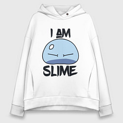 Толстовка оверсайз женская I AM SLIME, Я СЛИЗЬ, цвет: белый