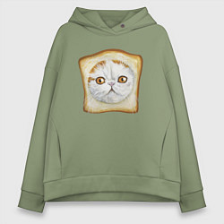 Толстовка оверсайз женская Bread Cat, цвет: авокадо