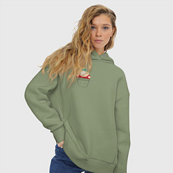 Толстовка оверсайз женская Картман в кармане, цвет: авокадо — фото 2