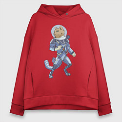 Толстовка оверсайз женская Рыжий космонавт, цвет: красный