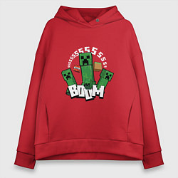 Толстовка оверсайз женская Криперы Creepers и Динамит, цвет: красный