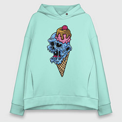 Толстовка оверсайз женская Horror ice cream, цвет: мятный