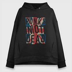 Толстовка оверсайз женская Punks not dead, цвет: черный
