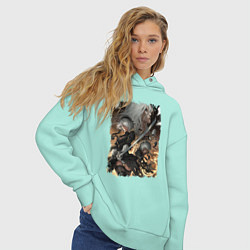 Толстовка оверсайз женская Ниер Nier Automata Z, цвет: мятный — фото 2