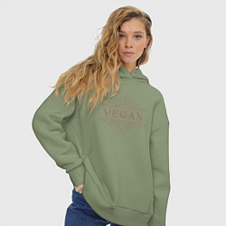 Толстовка оверсайз женская Веган - Vegan, цвет: авокадо — фото 2