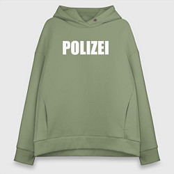 Женское худи оверсайз POLIZEI Полиция Надпись Белая