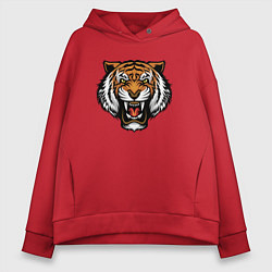 Толстовка оверсайз женская Angry Tiger, цвет: красный
