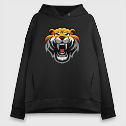 Толстовка оверсайз женская Power Tiger, цвет: черный