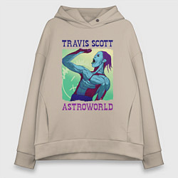 Толстовка оверсайз женская ASTROWORLD TRAVIS SCOTT Z, цвет: миндальный