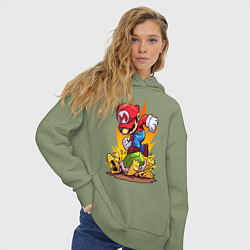 Толстовка оверсайз женская Angry Mario, цвет: авокадо — фото 2
