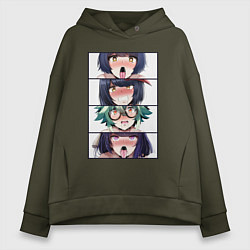Толстовка оверсайз женская Genshin Impact Ahegao face, цвет: хаки