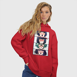 Толстовка оверсайз женская Genshin Impact Ahegao face, цвет: красный — фото 2
