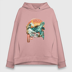 Толстовка оверсайз женская Черепаха Япония, цвет: пыльно-розовый
