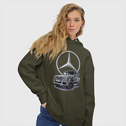 Толстовка оверсайз женская Mercedes Gelendwagen G63 AMG G-class G400d, цвет: хаки — фото 2