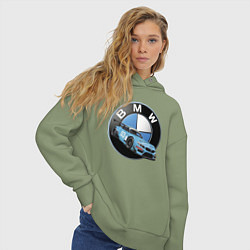Толстовка оверсайз женская BMW самая престижная марка автомобиля, цвет: авокадо — фото 2